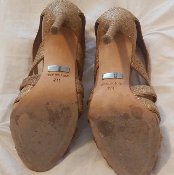 Badgley Mishka Junebug Heels, Gold Glitter - Picture 4 of 11